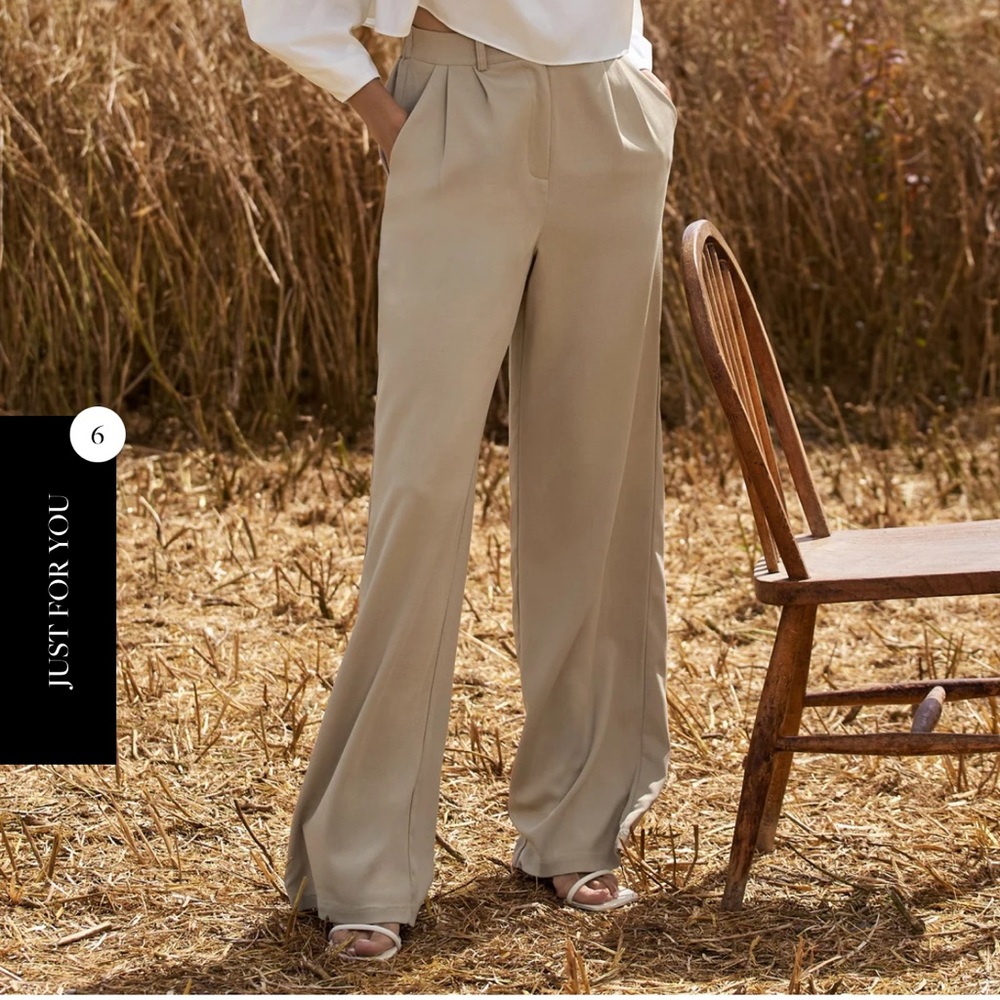 STONE HIGH-WAIST WIDE-LEG TROUSERS